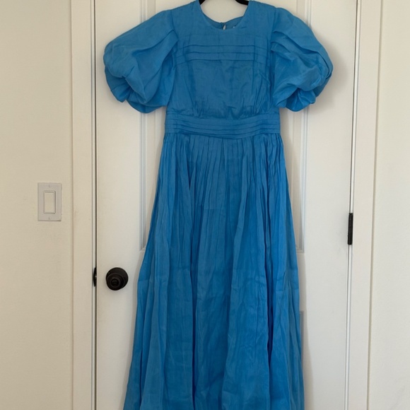 NWT Aje Sylvia Pintuck Midi Dress in Blue AUS Size 6, US 2 - Picture 7 of 14